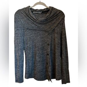 209 WST black and gray scoop neck sweater, size Small
